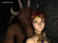 A married slut from a video game is banged by animals.